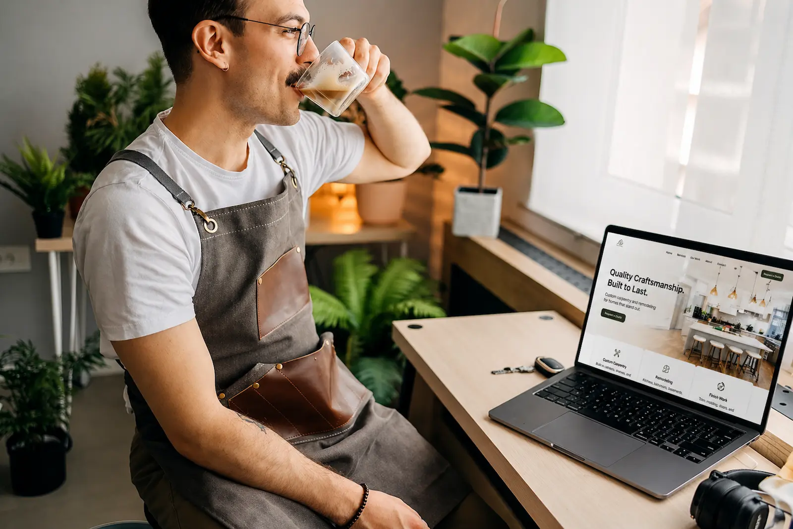 Website walkthrough on laptop during renovation planning